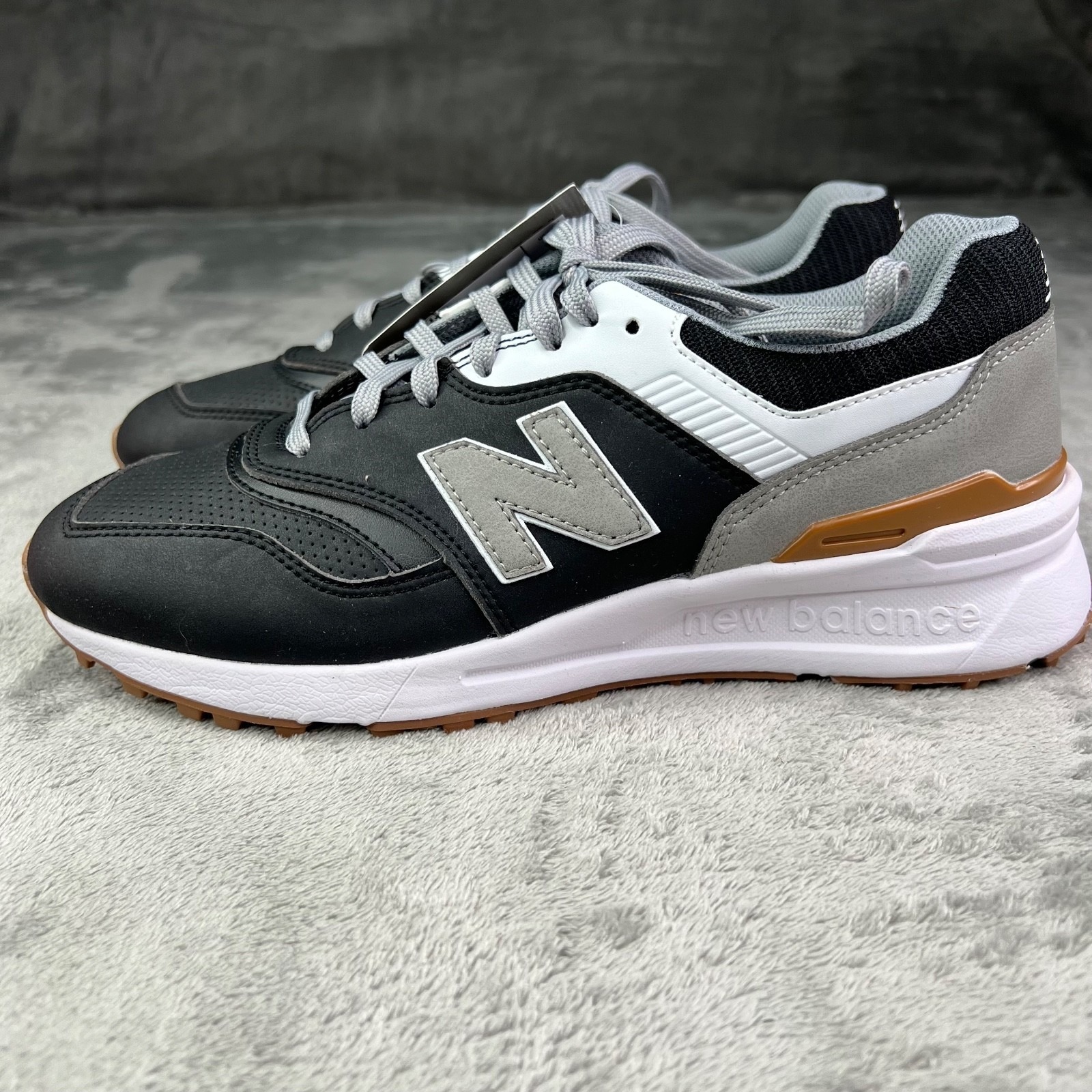 New Balance 997 Sl Mens Golf Shoes Size 8 Black Leather Lace Up Low Top Sneakers